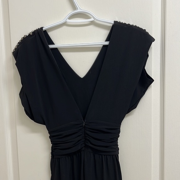 Guess Jumpsuit w/ Deep V Shoulder Embellished Ruched Waist | Size XS Black - Picture 5 of 7